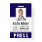 Journalist Press Pass Photo Name Logo ID Navy Blue