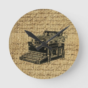 journalist scripts burlap antique typewriter round clock