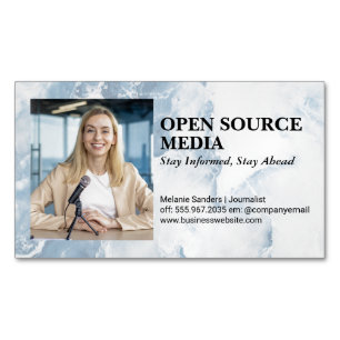 Journalist Smiling on Camera Magnetic Business Card