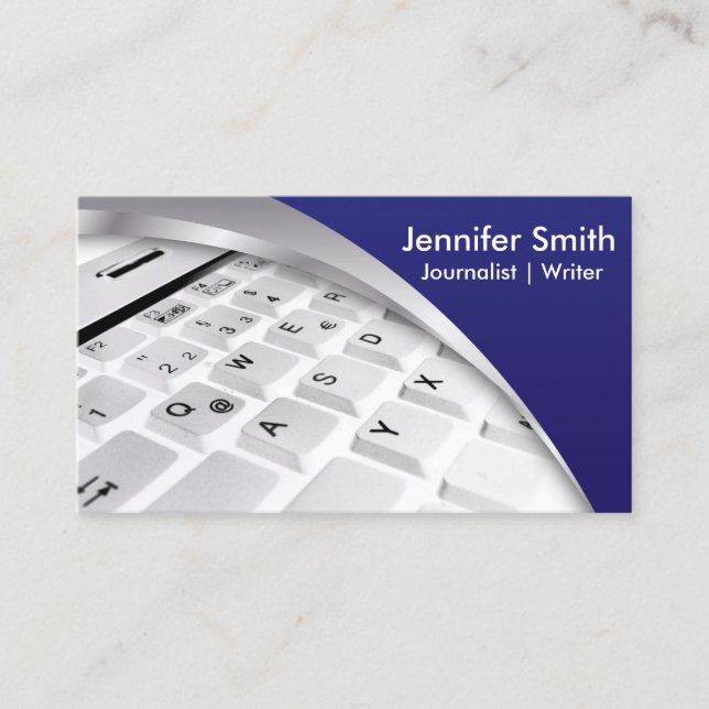 Journalist | Writer | Blogger | Reporter - Blue Business Card (Front)