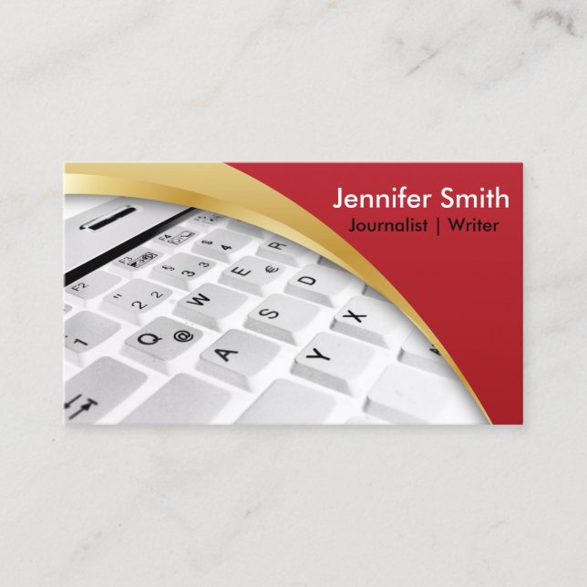 Journalist | Writer | Blogger | Reporter - Red Business Card (Front)