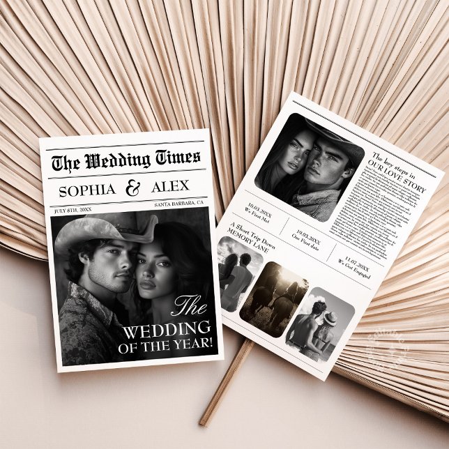 Journaux Faire-part de mariage Western Cowgirl (Newspapers Wedding Invitation Western Cowgirl)