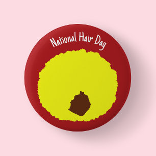 Journée nationale des cheveux - Badge afro jaune/