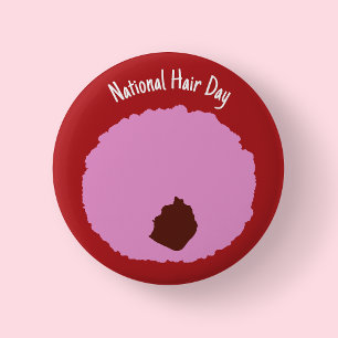 Journée nationale des cheveux - Badge afro rose/