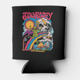 Journey, Aesthetic Skull, Vintage Mushroom Skull Can Cooler