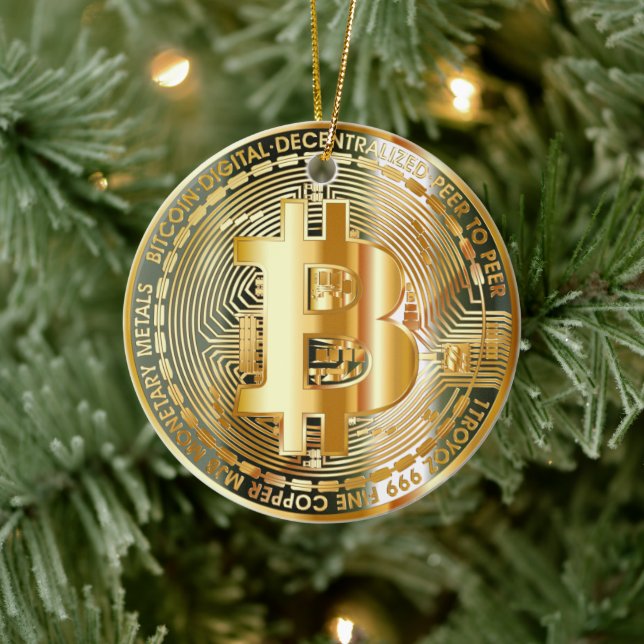 Journey into Cryptocurrency Chic: Bitcoin Elegance Ceramic Ornament (Tree)
