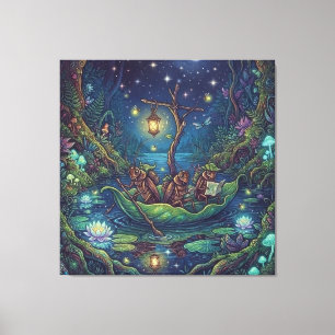 Journey Into the Unknown Enchanted Night Forest Canvas Print