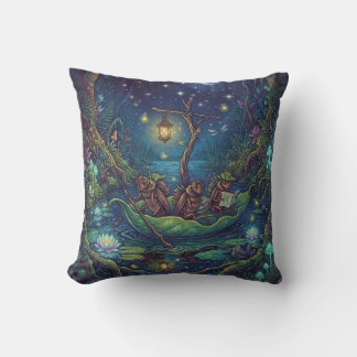 Journey Into the Unknown | Enchanted Night Forest Throw Pillow