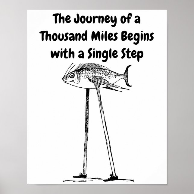 Journey of a Thousand Miles Wisdom Fish on Stilts Poster (Front)