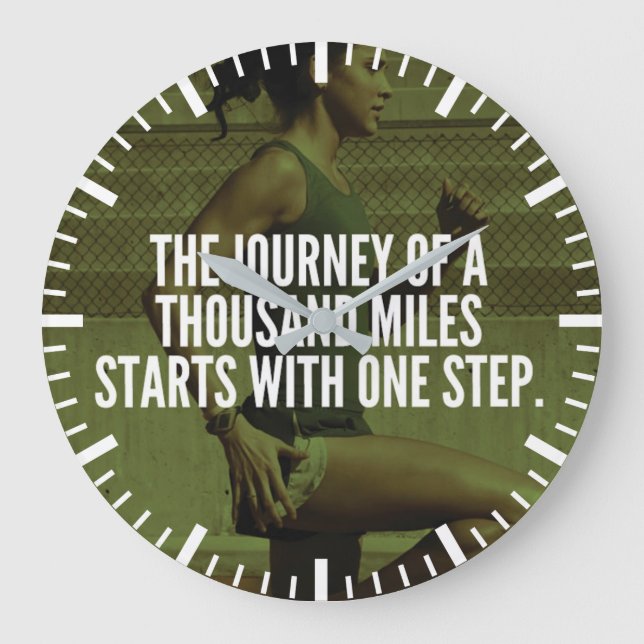 Journey Of A Thousand Miles - Workout Inspiration Large Clock (Front)