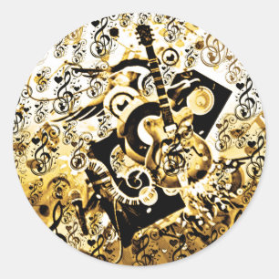 Journey Of Music,Rocks Gold_ Classic Round Sticker