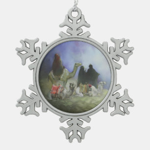 Journey of the Magi Snowflake Pewter Christmas Ornament