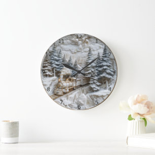 Journey through a winter wonderland.  large clock