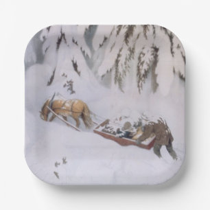 Journey Through Winter Snow at Christmas Paper Plate
