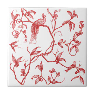 Journey to the Chateau Peacock Red Ceramic Tile