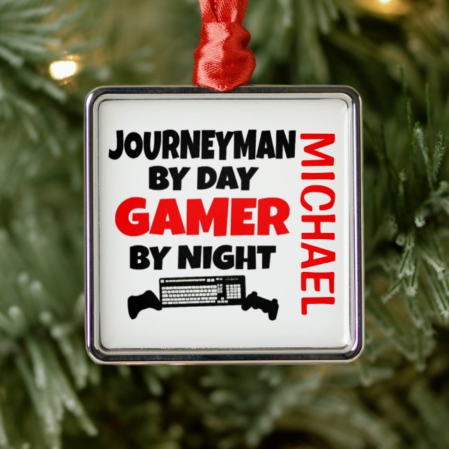 Journeyman Loves Playing Video Games Metal Ornament (Tree)