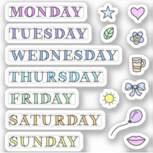 Jours de la semaine et Doodles Stickers coupe pers
