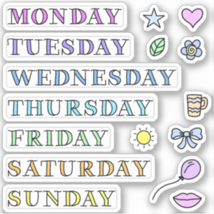 Jours de la semaine et Doodles Stickers coupe pers