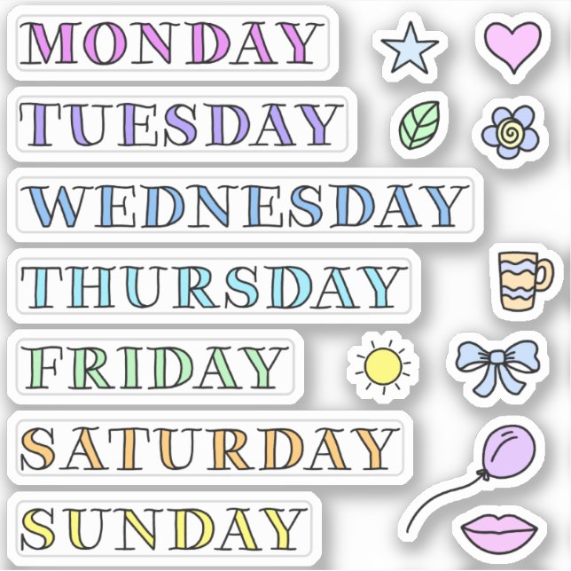 Jours de la semaine et Doodles Stickers coupe pers (Devant)