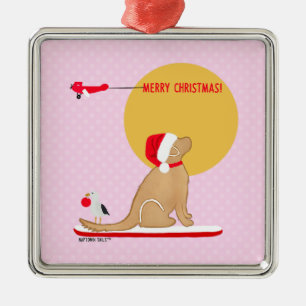 Jours de plage Ornement rose de Noël doré