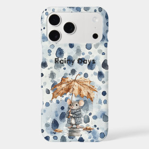 Jours Pluvieux Souris Bleue Feuille Parapluie