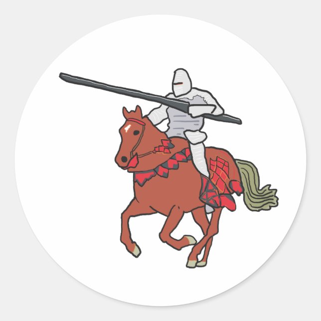 Jousting Knight Classic Round Sticker (Front)