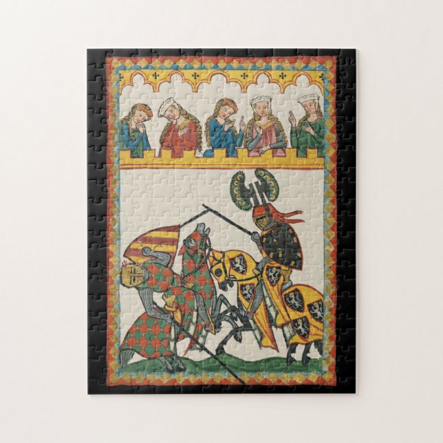 Jousting Knights At A Tournament Jigsaw Puzzle (Vertical)