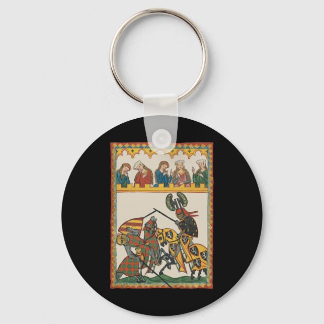 Jousting Knights At A Tournament Keychain (Front)