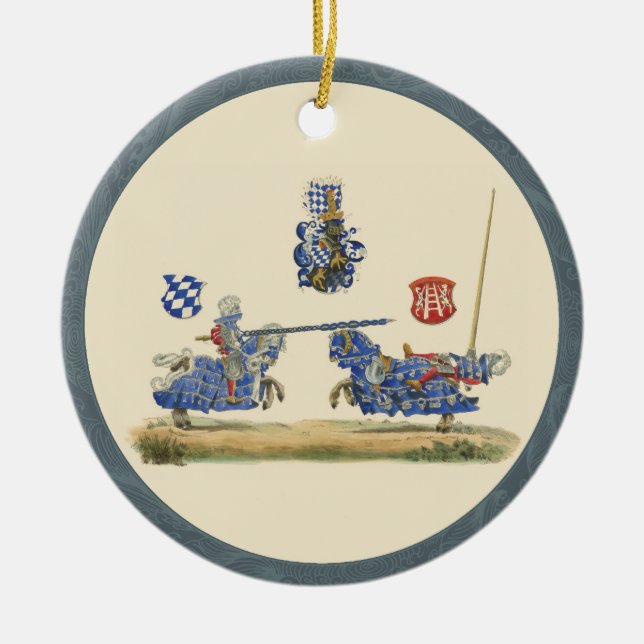 Jousting Knights - Medieval Theme Ceramic Ornament (Front)