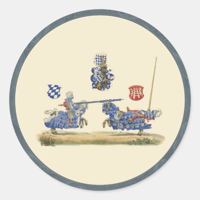 Jousting Knights - Medieval Theme Classic Round Sticker (Front)