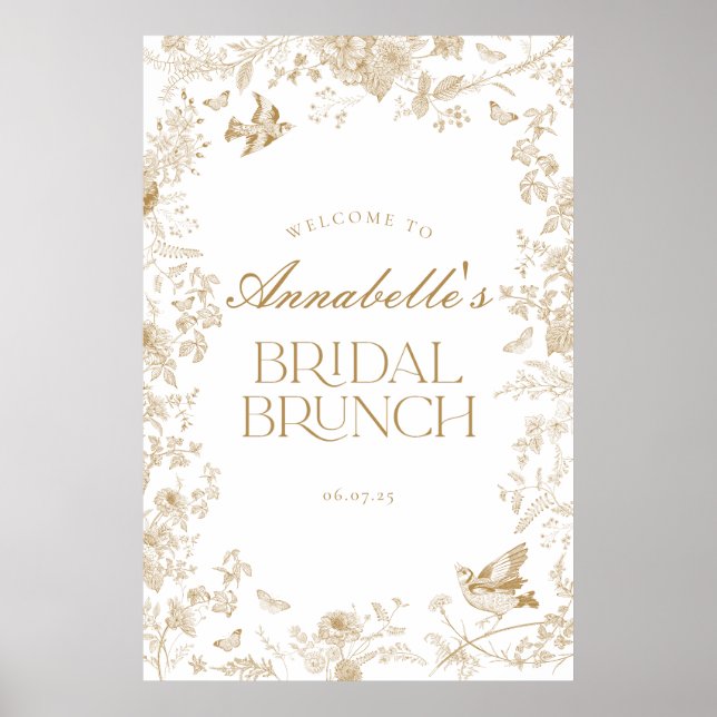 Jouy Jouy Floral Bridal Brunch Affiche de bienvenu (Devant)
