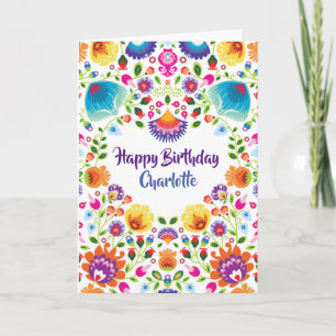 Jovely Folklore Happy Birthday carte pliée