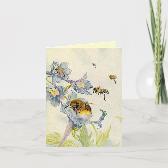 Jovely Morning Glory flowers Bees Carte de remerci (Devant)