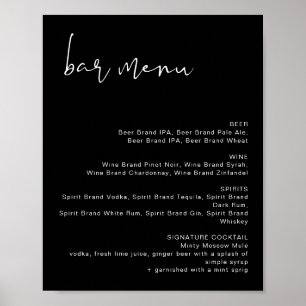 JOVI Affiche de menu de bar de mariage minimaliste