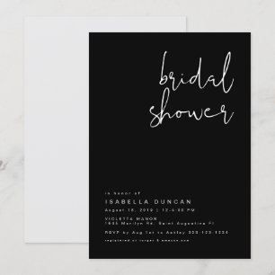 JOVI - Black Modern Minimalist Bridal Shower Invitation