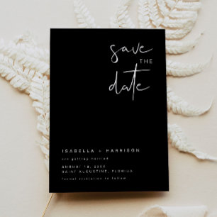 JOVI - Black White Modern Minimalist Save the Date Invitation
