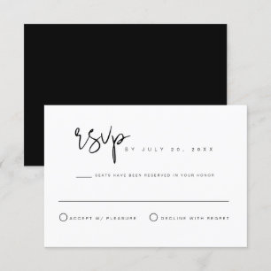 JOVI- Black White Modern Minimalist Wedding RSVP Invitation