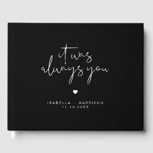 JOVI Edgy Black and White Minimalist Wedding Guest Book