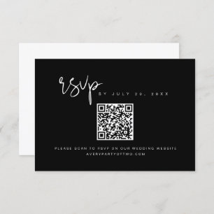 JOVI Edgy Black and White QR Code Wedding RSVP Invitation
