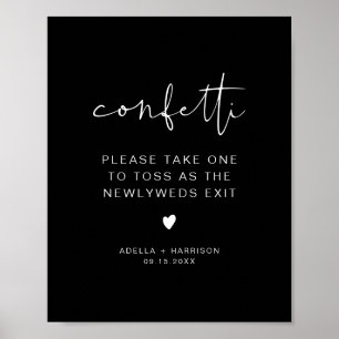 JOVI Edgy Black Modern Confetti Toss Sign