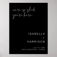 JOVI Edgy Black Modern Mariage Welcome Poster