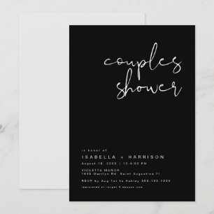 JOVI Edgy Black Modern Minimalist Couples Shower Invitation