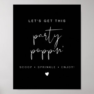 JOVI Edgy Black Modern Popcorn Bar Wedding Sign