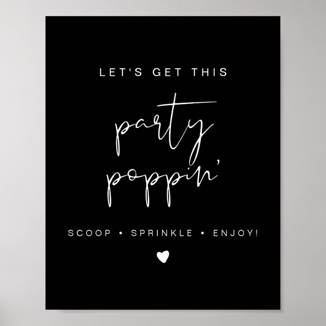 JOVI Edgy Black Modern Popcorn Bar Wedding Sign (Front)