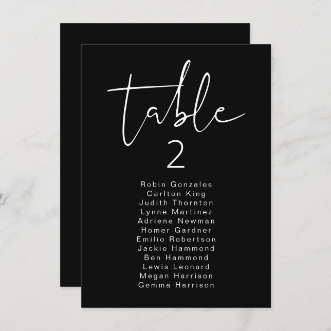 JOVI Edgy Black Modern Table Seating Card (Front/Back)