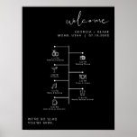 JOVI Edgy Black Modern Wedding Icon Timeline  Poster<br><div class="desc">This wedding icon timeline and welcome sign features an edgy handwritten font and modern minimalist design and an edgy black and white colour combination. Click 'click to customize further' in the personalization section to open up the full editor. To add new icons, visit https://www.svgrepo.com/ and search the icon you need....</div>