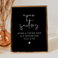 JOVI Edgy Black Modern Wedding Open Seating Sign