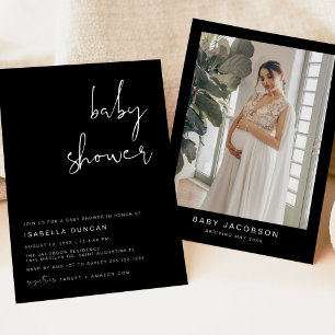 JOVI Edgy Modern Black Baby Shower Invitation