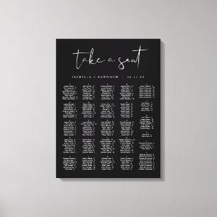 JOVI Edgy Modern Black White Alphabetical Seating Canvas Print