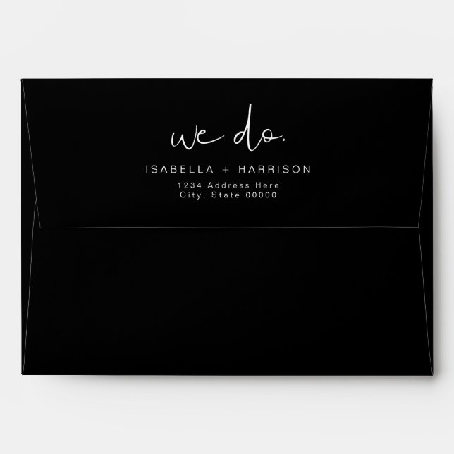 JOVI Edgy Modern Minimalist Black Wedding Envelope (Back (Top Flap))